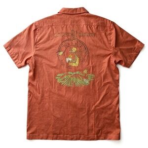 Tommy Bahama Zen and Now Silk Shirt Men's Large Palm Tree Embroidered Back